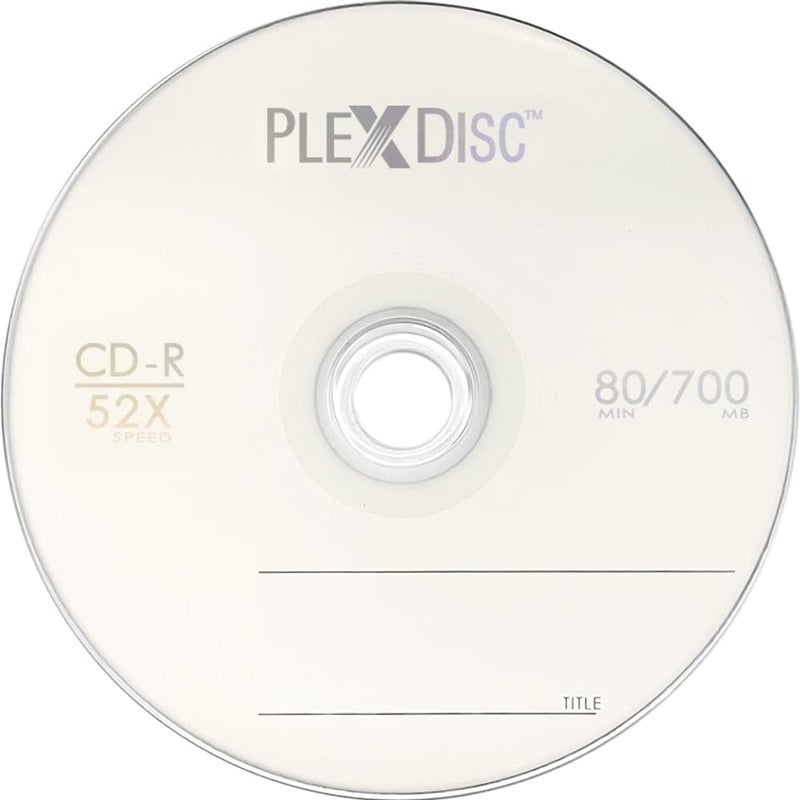 PlexDisc أقراص CD-R 700MB 52X فارغة مع شعار - عبوة 100 | أقراص CD قابلة للكتابة بكميات كبيرة للموسيقى والصوت وتسجيل البيانات | مثالية لحرق الموسيقى والتخزين (بدون حاوية) - Image 2
